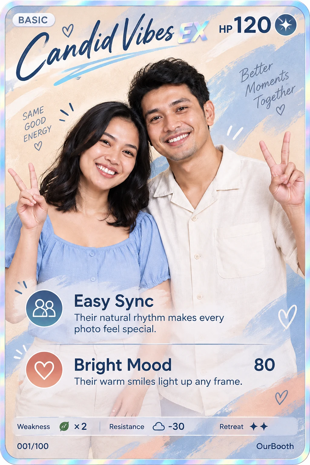 Contoh AI Photocard couple, tema TCG Classic